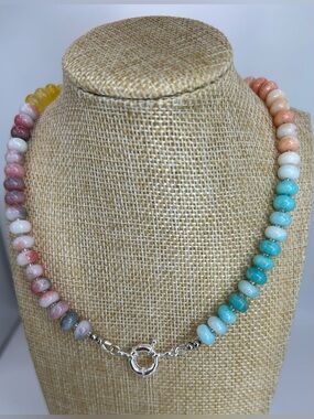 New Natural Gemstone Multicolor
Beaded Boho Anthro-Style
Necklace Gradient color